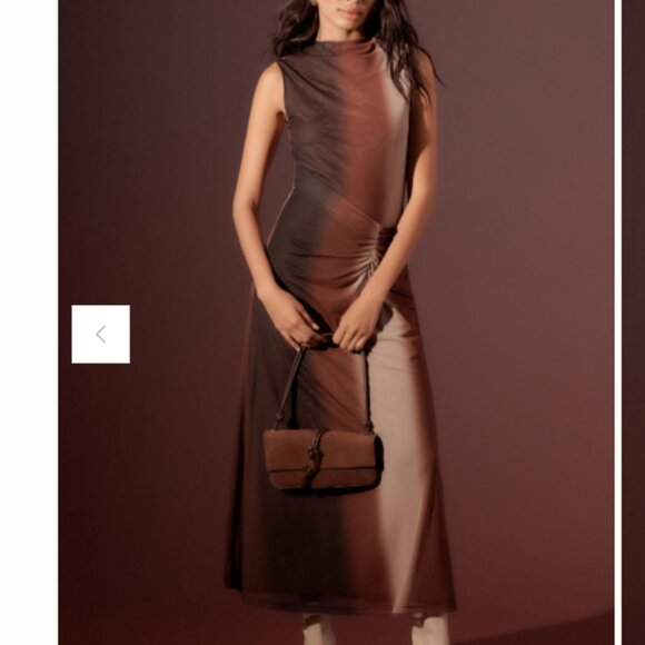 Anthropologie Sleeveless Cowl-Neck Mesh Midi Dress XXSP - Picture 3 of 7